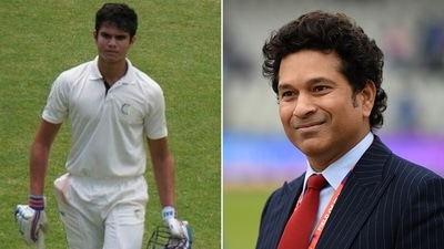 Like father like son. Arjun Tendulkar is following in his father Sachin Tendulkar's footsteps (Twitter/Getty) Like father like son. Arjun Tendulkar is following in his father Sachin Tendulkar's footsteps (Twitter/Getty)