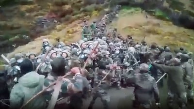 A still from video footage of a violent clash between Indian and Chinese troops. (Source: @AdnanSamiLive)