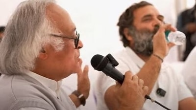 Jairam Ramesh and Rahul Gandhi at an interactions with students in Kota.