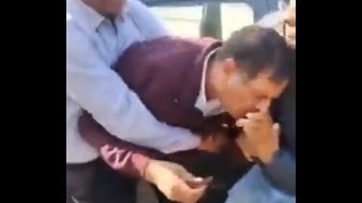Faridabad sub-inspector Mahendra Ula tried to swallow the money as he was caught taking a bribe.