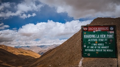 One of the most popular adventure routes in India is Khardung La Pass, located at a height of 17,582 ft, it is renowned for being the escape for the Nubra and Shyok valleys. But this is not a journey for the fainthearted, as you will have to negotiate a number of sharp turns and difficult terrains. The incredible scenery and snow-capped mountains will capture your heart at once. To get here, you don't need any permits. So, simply get a ticket to Leh and begin exploring this pass. (Unsplash) One of the most popular adventure routes in India is Khardung La Pass, located at a height of 17,582 ft, it is renowned for being the escape for the Nubra and Shyok valleys. But this is not a journey for the fainthearted, as you will have to negotiate a number of sharp turns and difficult terrains. The incredible scenery and snow-capped mountains will capture your heart at once. To get here, you don't need any permits. So, simply get a ticket to Leh and begin exploring this pass. (Unsplash)