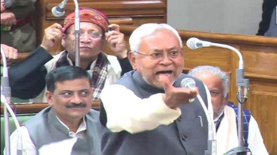 Bihar chief minister at Bihar assembly on Wednesday. (HT photo)