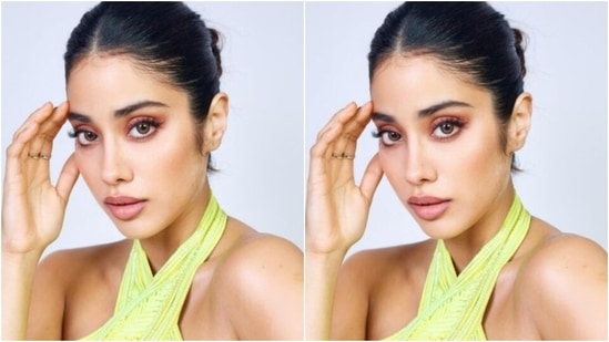 Styled by fashion stylist Tanya Ghavri, Janhvi wore her tresses into a clean bun with a middle part as she posed for the pictures.&nbsp;(Instagram/@janhvikapoor)