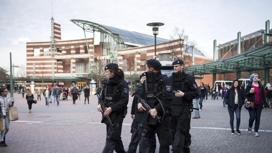 Germany: Armed police guard near the shopping mall 'Centro' in Oberhausen, Germany. (Representational)