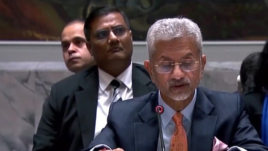 External affairs minister at UNSC, New York. (ANI Photo)