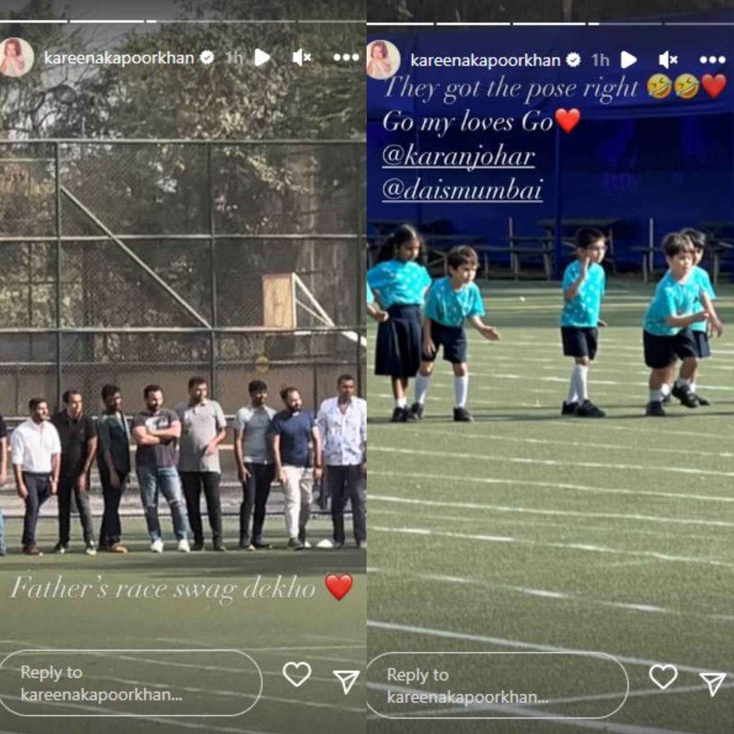 Kareena posted the photos seemingly from a Sports Day event held in Taimur's school.