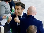 FIFA World Cup: French President Emmanuel Macron and FIFA president Gianni Infantino inside the stadium.