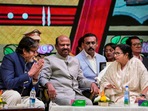 West Bengal Governor CV Ananda Bose (C), chief minister Mamata Banerjee (R) and Bollywood actor Amitabh Bachchan during inauguration of the 28th Kolkata International Film Festival, in Kolkata, Thursday, December 15, 2022. (PTI Photo/Swapan Mahapatra) West Bengal Governor CV Ananda Bose (C), chief minister Mamata Banerjee (R) and Bollywood actor Amitabh Bachchan during inauguration of the 28th Kolkata International Film Festival, in Kolkata, Thursday, December 15, 2022. (PTI Photo/Swapan Mahapatra)