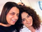 Kangana Ranaut (right) with elder sister Rangoli Chandel. Kangana Ranaut (right) with elder sister Rangoli Chandel.