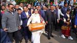 Mamata Banerjee during a Meghalaya TMC party workers convention in Shillong on Tuesday. (ANI) Mamata Banerjee during a Meghalaya TMC party workers convention in Shillong on Tuesday. (ANI)