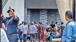 Residents of One Avighna Park assemble in the compound of the building (Satish Bate/HT PHOTO) Residents of One Avighna Park assemble in the compound of the building (Satish Bate/HT PHOTO)