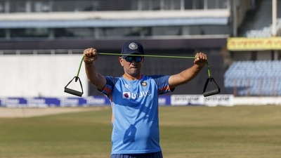 India's coach Rahul Dravid during a practice session ahead of their first test cricket match against Bangladesh in Chattogram, Bangladesh, Sunday, Dec. 11, 2022. (AP Photo/Surjeet Yadav) (AP) India's coach Rahul Dravid during a practice session ahead of their first test cricket match against Bangladesh in Chattogram, Bangladesh, Sunday, Dec. 11, 2022. (AP Photo/Surjeet Yadav) (AP)