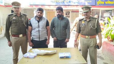 Ghaziabad, India - December 15, 2022: UP Police arrested two persons Umesh Sharma and Pravesh Sharma who allegedly killed Ankit two months ago, at Kotwali Modinagar police station in Ghaziabad, India on Thursday, December 15, 2022. (Photo by Sakib Ali /Hindustan Times) Ghaziabad, India - December 15, 2022: UP Police arrested two persons Umesh Sharma and Pravesh Sharma who allegedly killed Ankit two months ago, at Kotwali Modinagar police station in Ghaziabad, India on Thursday, December 15, 2022. (Photo by Sakib Ali /Hindustan Times)