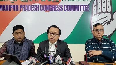 Senior spokesperson Ningombam Bhupenda Meitei of MPCC-I was speaking to mediapersons. (HT photo)