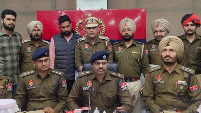 Senior superintendent of police (SSP) J Elencehzian addressing a press conference in Bathinda on Thursday. (Sanjeev Kumar/HT)
