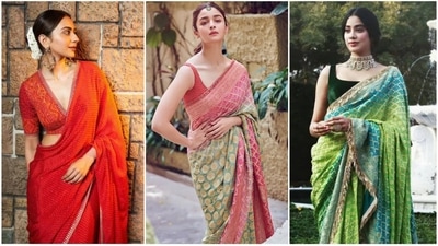 Bollywood actresses have been frequently spotted wearing these stunning Bandhani sarees, which are one of the season's hottest trends. (Instagram ) Bollywood actresses have been frequently spotted wearing these stunning Bandhani sarees, which are one of the season's hottest trends. (Instagram )