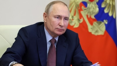 Russian President Vladimir Putin attends a meeting of the Council for Strategic Development and National Projects via videoconference at the Novo-Ogaryovo residence outside Moscow, Russia, Thursday. (AP) Russian President Vladimir Putin attends a meeting of the Council for Strategic Development and National Projects via videoconference at the Novo-Ogaryovo residence outside Moscow, Russia, Thursday. (AP)