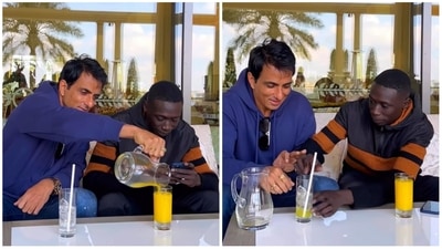 Sonu Sood and Khaby Lame in stills from the funny video.