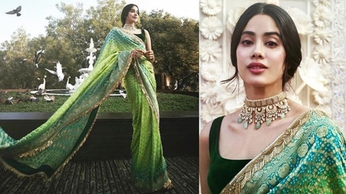 The actress opted for a gorgeous green ombre silk bandhani saree. (Instagram) The actress opted for a gorgeous green ombre silk bandhani saree. (Instagram)