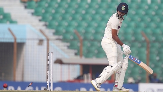 India's Shreyas Iyer is bowled for 86 (AP)