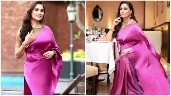 Former Miss Universe and actor Lara Dutta has an elegant way of styling herself. She brings life to every outfit she dons. Her sartorial fashion picks make it safe for us to say she is synonymous with glamorous. For a recent event, the Housefull actor draped a gorgeous metallic 6-yards that is sure to take your breaths away.&nbsp;(Instagram/@larabhupati)