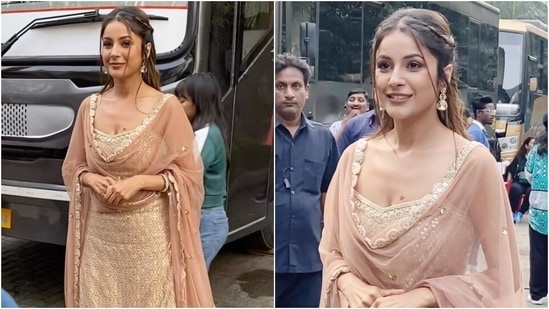 Shehnaaz Gill's Punjabi Kudi avatar in rose gold kurti and sharara serves an ethnic fix for bridesmaids(Instagram)