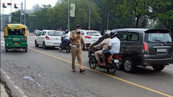 The Chandigarh Traffic Police will be conducting awareness programmes to educate commercial vehicle drivers to stay in the demarcated lane and other vehicles to avoid it. (HT File)