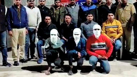 Delhi police arrested three accused involved in a case of acid attack, in Delhi, Wednesday, December 14, 2022. (PTI Photo/Delhi Police)