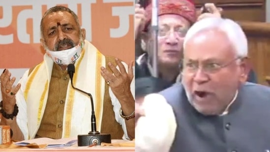 Union minister Giriraj Singh and Bihar chief minister Nitish Kumar.