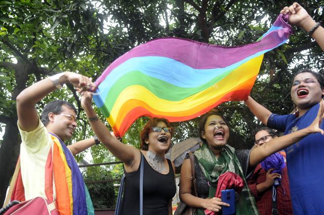 September 06, 2018: Members of the LGBT community celebrate the Supreme Court’s striking down of Section 377 of the Indian Penal Code that punished people for their sexual orientation. (Samir Jana/HT PHOTO) September 06, 2018: Members of the LGBT community celebrate the Supreme Court’s striking down of Section 377 of the Indian Penal Code that punished people for their sexual orientation. (Samir Jana/HT PHOTO)