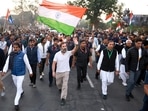 The foot march began from Kanyakumari on September 7 and will end in Kashmir next year.(AICC)
