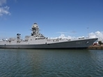 Named after the Goan city of Mormugao, the naval ship is 163 metres long and 17 metres wide(Indian Navy) Named after the Goan city of Mormugao, the naval ship is 163 metres long and 17 metres wide(Indian Navy)