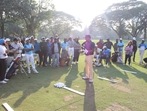 Anirban Lahiri at a golf clinic at the RCGC after the third round of the SSP Chawrasia Invitational on Friday.