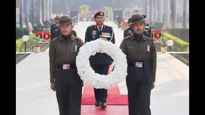 A wreath being laid at Smritika in Lucknow on Friday. (Sourced)