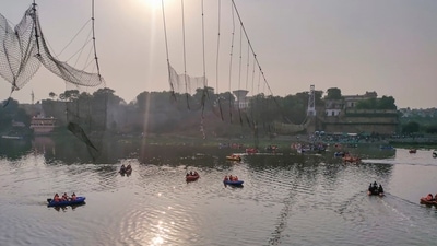 Days after it was reopened following renovation, the suspension bridge on the Machchu river in Morbi town collapsed on October 30, killing 135 people. (PTI) Days after it was reopened following renovation, the suspension bridge on the Machchu river in Morbi town collapsed on October 30, killing 135 people. (PTI)