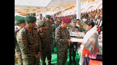 Felicitation function underway during the event on Friday. (HT Photo) Felicitation function underway during the event on Friday. (HT Photo)