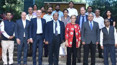 The delegation from Finland and officials of Centre for Development of Advanced Computing (C-DAC), Pune at the institute. (HT PHOTO) The delegation from Finland and officials of Centre for Development of Advanced Computing (C-DAC), Pune at the institute. (HT PHOTO)