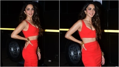 Kiara Advani's hot red look in bralette and bodycon skirt sets temperatures soaring. (HT Photo/Varinder Chawla) Kiara Advani's hot red look in bralette and bodycon skirt sets temperatures soaring. (HT Photo/Varinder Chawla)