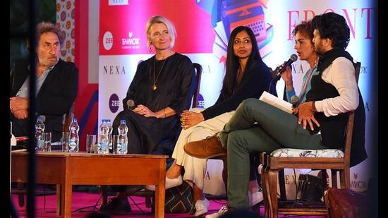 Avni Doshi (centre) at the Jaipur Literature Festival in 2020 (Raj K Raj/HT PHOTO) Avni Doshi (centre) at the Jaipur Literature Festival in 2020 (Raj K Raj/HT PHOTO)