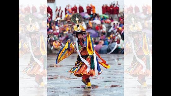A traditional folk dance performed in Thimphu