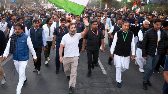 The foot march began from Kanyakumari on September 7 and will end in Kashmir next year.(AICC)