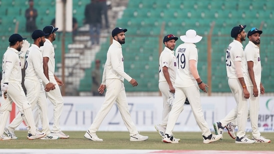 Team India players during the Chattogram Test(ANI )