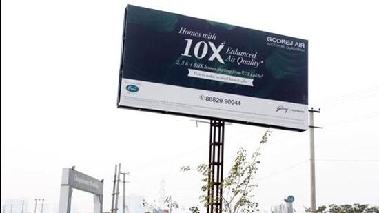 An advertisement for Godrej Air condominium in Sector 85 in 2019. (HT Archive)