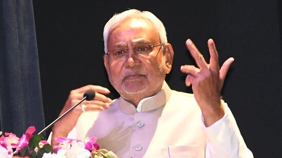 Bihar chief minister Nitish Kumar said no compensation will be provided to the families of those who died in the Saran hooch tragedy. (HT file photo)