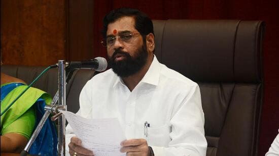 Thane, India - September 18, 2019: Eknath Shinde Guardian Minister of Thane. First two clusters to be implemented in Kisan nagar, Thane, India, on Wednesday, September 18, 2019.( Praful Gangurde/ HT Photo) (HT PHOTO)