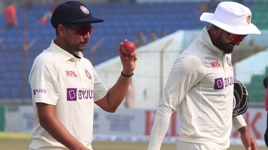 Kuldeep Yadav walks back with ball in hand after registering the best figures by an Indian in Bangladesh(Twitter/@debasissen)