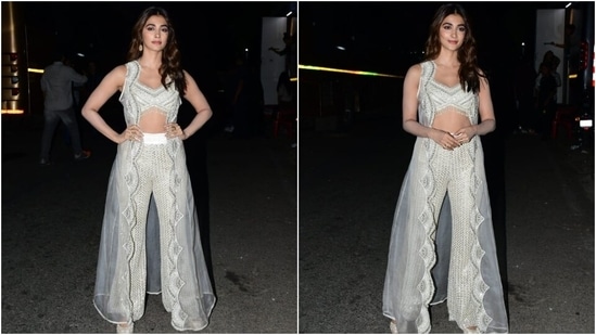 Pooja Hegde visited Bigg Boss 16 sets in Mumbai with Jacqueline, Ranveer and Rohit Shetty to promote their film Cirkus. The paparazzi clicked Pooja and shared the snippets on social media. &nbsp;&nbsp;(Instagram)