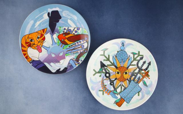 These striking, rare, hand painted, limited edition plates have been inspired by the Gond Art Form and are perfect to bring an empty console, column, or pillar to life. (The legendary plates by The Plated Project)