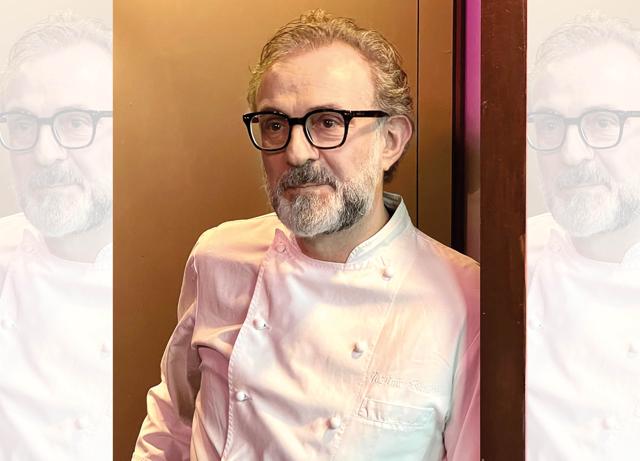 (Left) Massimo Bottura says tomatoes do not belong in many classic dishes (Left) Massimo Bottura says tomatoes do not belong in many classic dishes