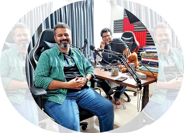 Nikhil Taneja (left) and host Amit Varma on the podcast The Seen And The Unseen Nikhil Taneja (left) and host Amit Varma on the podcast The Seen And The Unseen